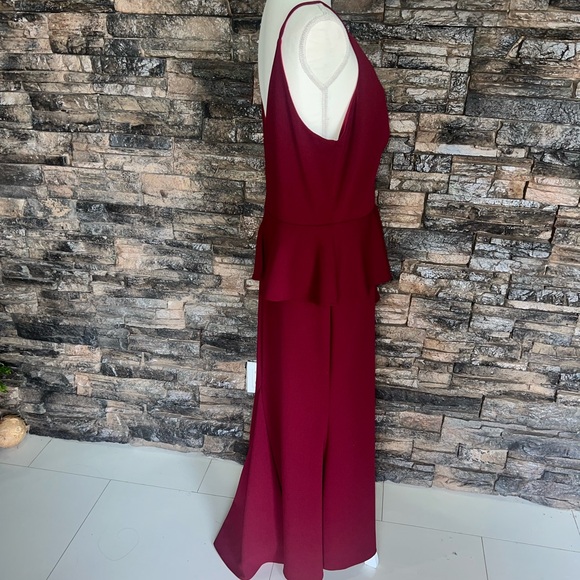 Lenovia Burgundy Maxi Dress with Peplum - Picture 7 of 15
